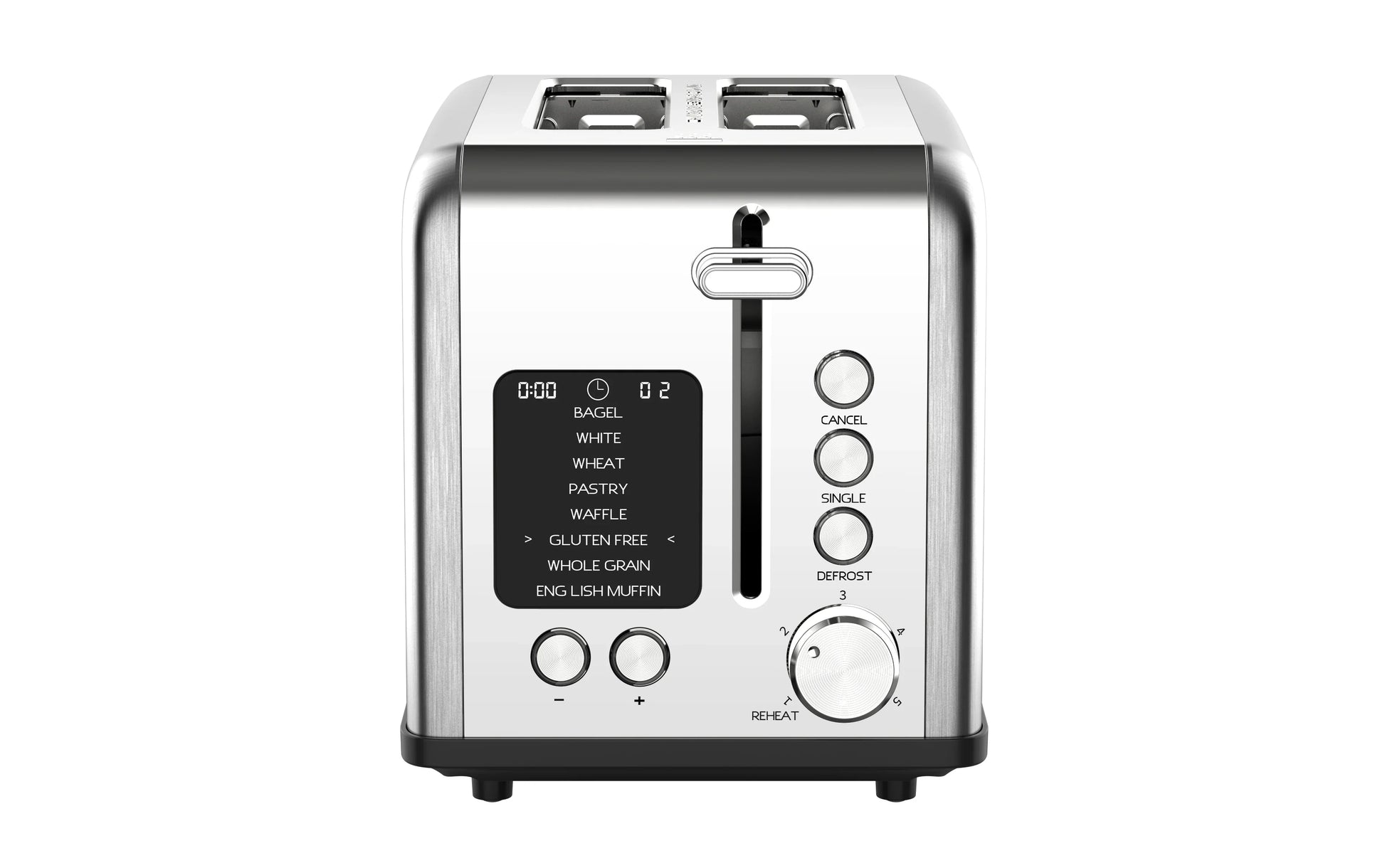 HKM-305811 Smart Digital 2-Slice Electric Toaster with LED Display and Multiple Functions