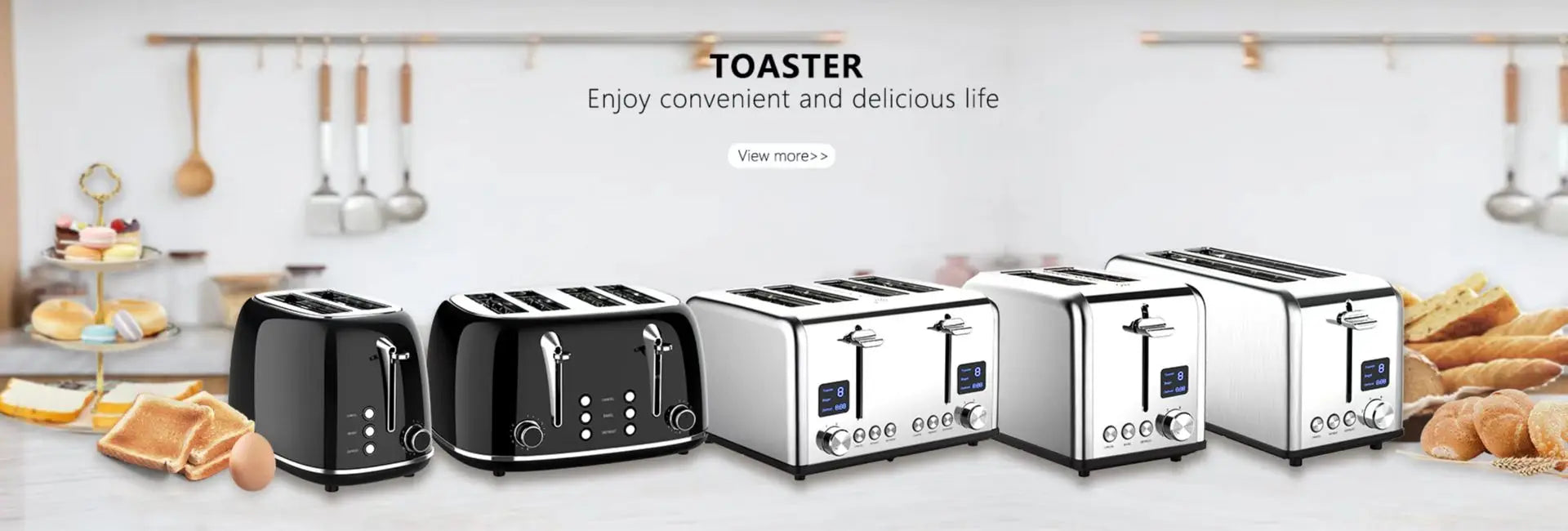 HKM-305811 Smart Digital 2-Slice Electric Toaster with LED Display and Multiple Functions