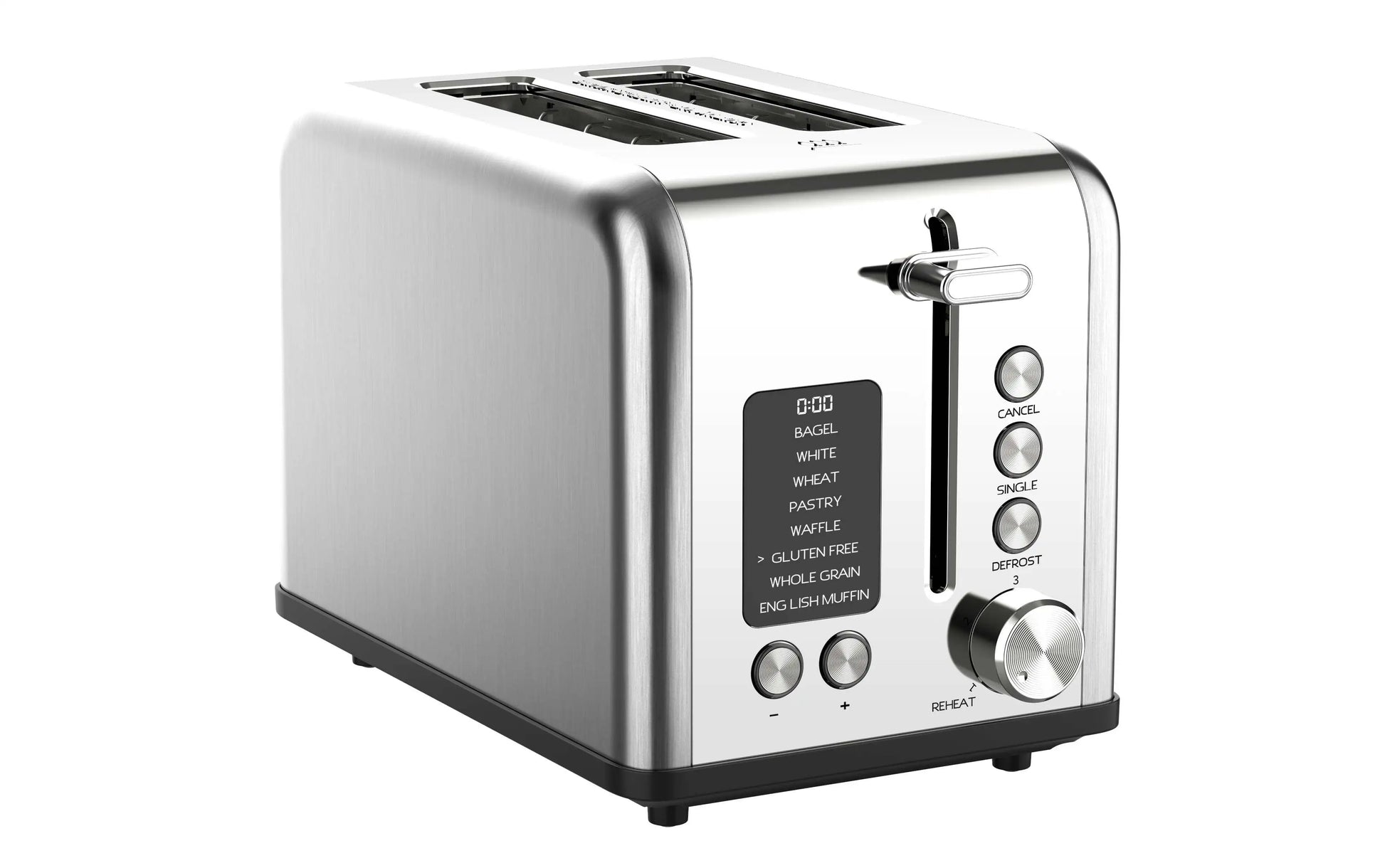HKM-305811 Smart Digital 2-Slice Electric Toaster with LED Display and Multiple Functions