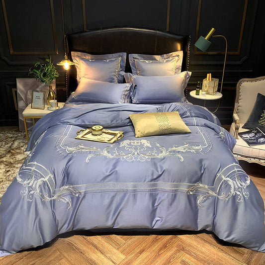 HKM-305875 Light Luxury Four-Piece Embroidery Bedding Set in Long-Staple Cotton
