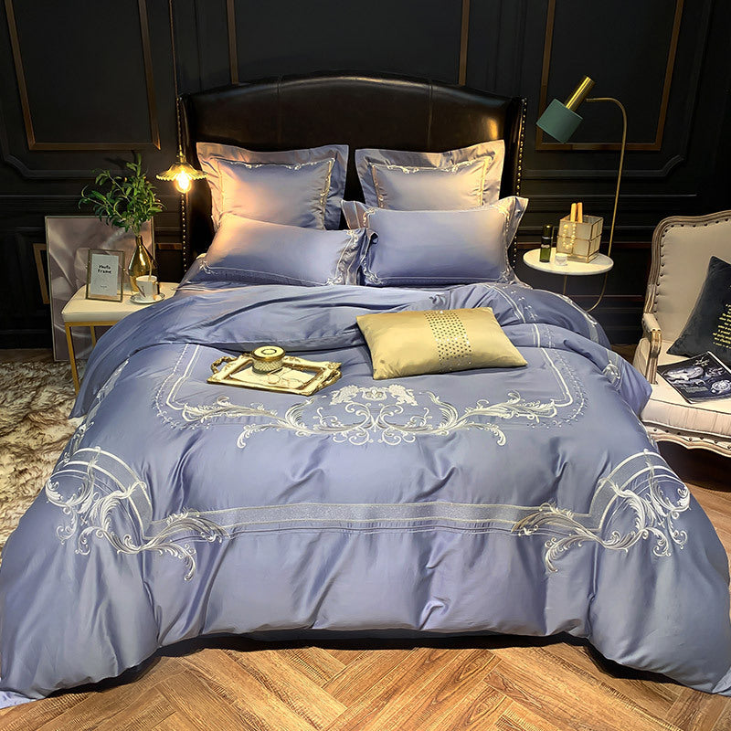 HKM-305875 Light Luxury Four-Piece Embroidery Bedding Set in Long-Staple Cotton