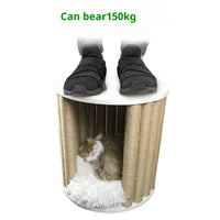 HKM-3059645 Cat Climber and Stool - Durable Pet Furniture with Hemp Rope and Wood Finish