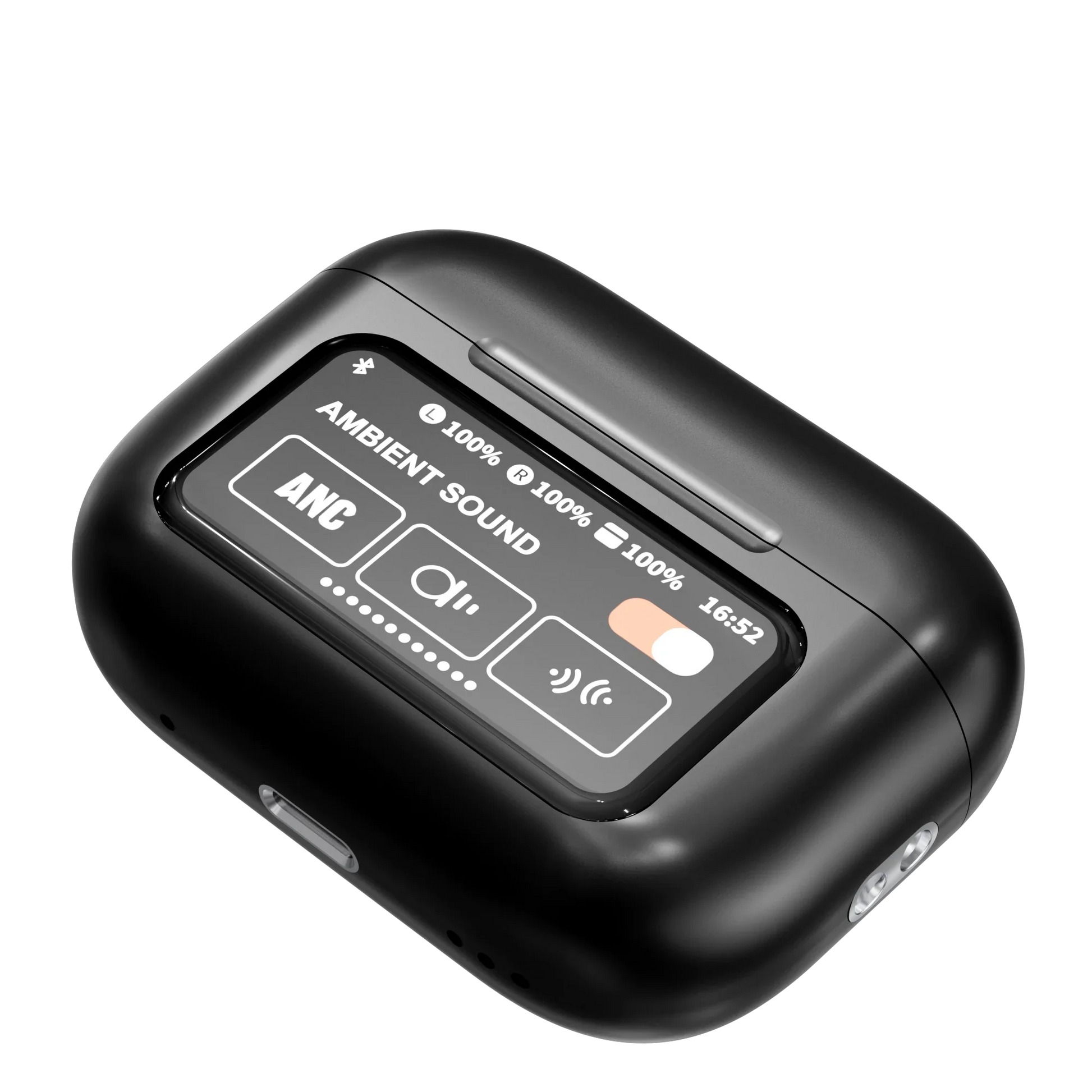 HKM-306067 Smart Touch Screen Wireless Earbuds with Active Noise Cancellation and Environmental Noise Cancellation – Bluetooth 5.4, Low Latency, Black/White