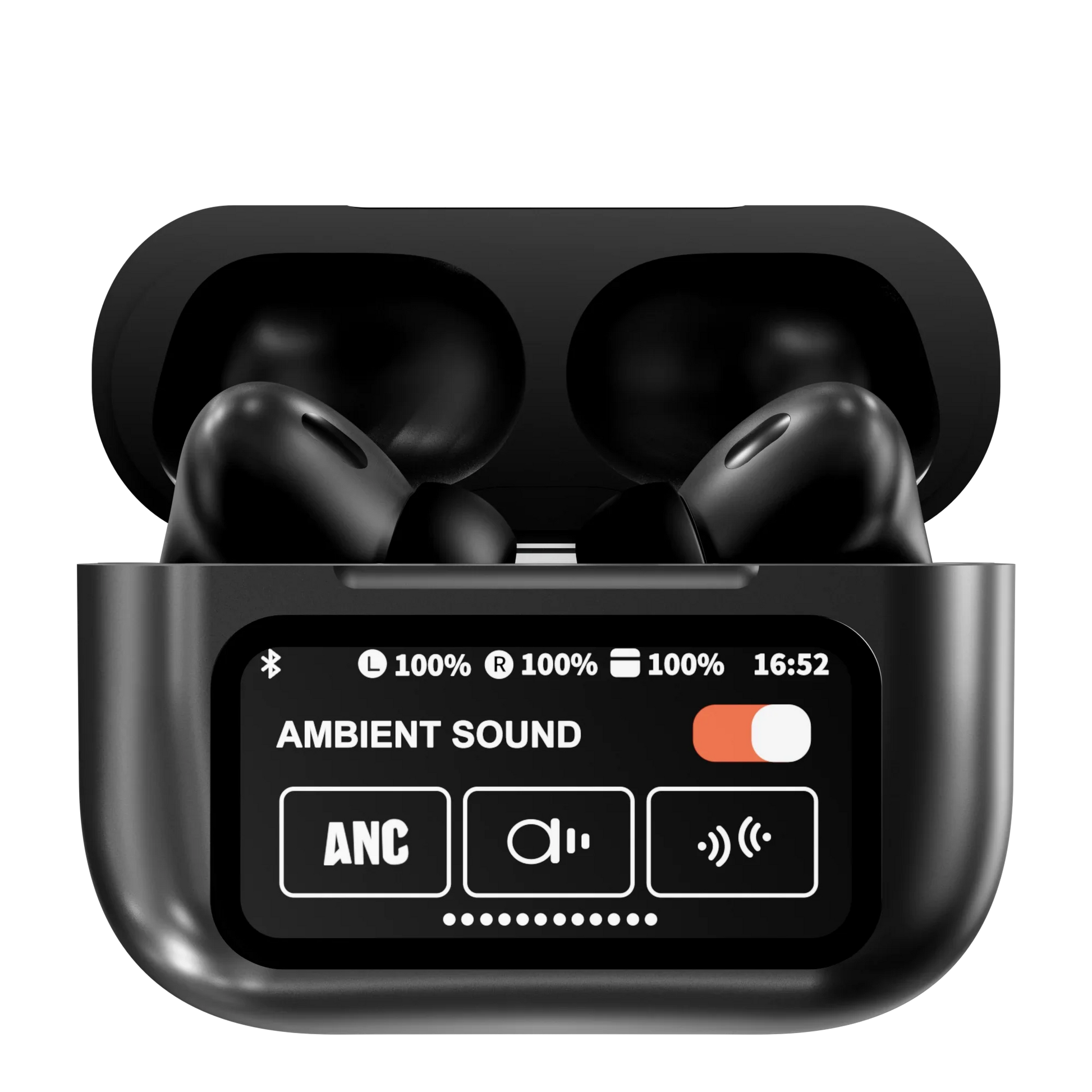 HKM-306067 Smart Touch Screen Wireless Earbuds with Active Noise Cancellation and Environmental Noise Cancellation – Bluetooth 5.4, Low Latency, Black/White