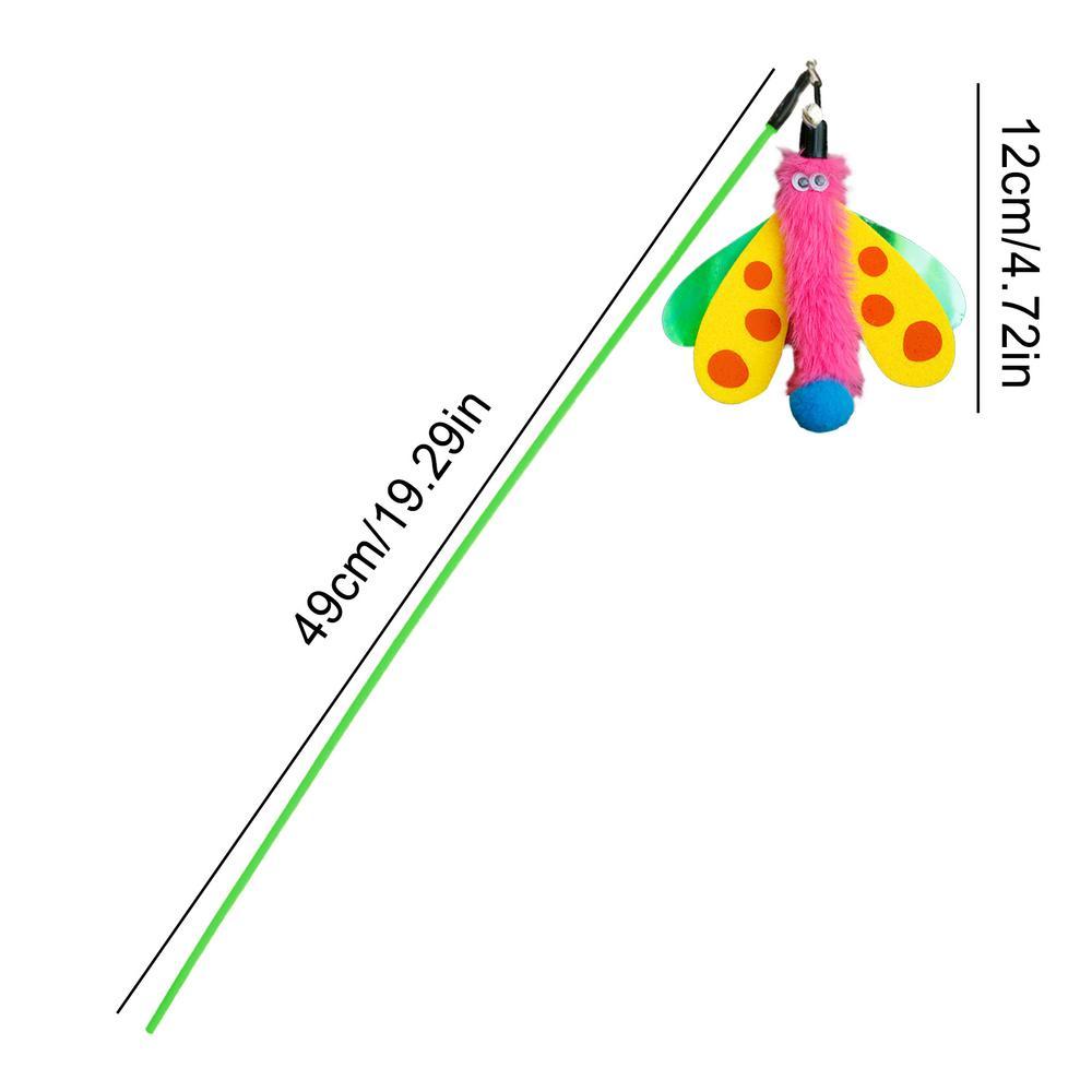 HKM-3061437 Interactive Cat Wand with Bell and Dragonfly Teaser for Indoor Cats