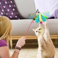 HKM-3061437 Interactive Cat Wand with Bell and Dragonfly Teaser for Indoor Cats