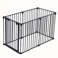HKM-3062333 Adjustable 150-Inch Metal Safety Gate with Walk-Through Door for Pets, Kids, and Fireplaces