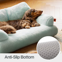 HKM-3062589 Cozy Washable Plush Cat Bed with Non-Slip Bottom, 26x19x13 Inch Pet Couch for Small Dogs and Cats, Blue