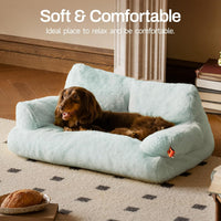 HKM-3062589 Cozy Washable Plush Cat Bed with Non-Slip Bottom, 26x19x13 Inch Pet Couch for Small Dogs and Cats, Blue