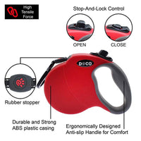 HKM-3063741 Automatic Retractable Dog Leash - Durable Nylon, Scalable Lengths of 4m (S) and 5m (L) in Blue, Black, and Red