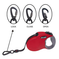 HKM-3063741 Automatic Retractable Dog Leash - Durable Nylon, Scalable Lengths of 4m (S) and 5m (L) in Blue, Black, and Red