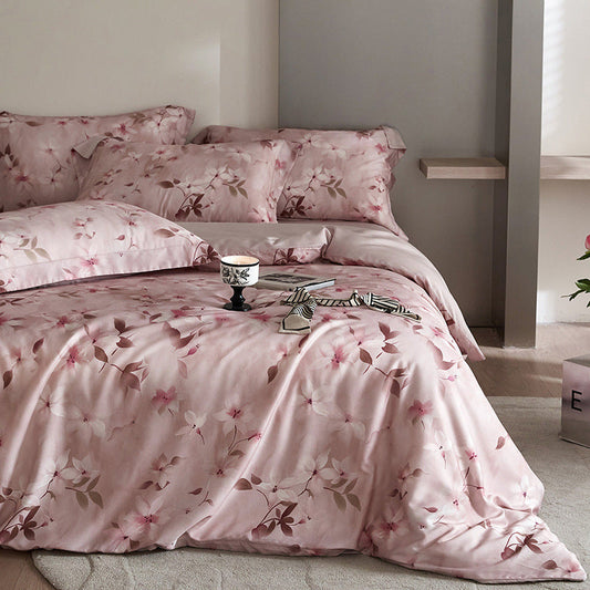 HKM-306387 Floral Tencel Digital Printed Four-Piece Bedding Set with Plant Patterns