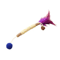 HKM-3064765 Molar Cat Teaser Toy with Feather and Bell - Colorful Ropes and Balls