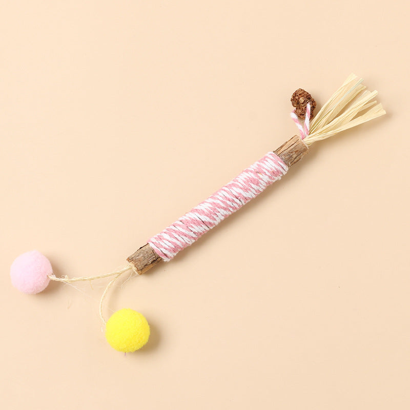 HKM-3064765 Molar Cat Teaser Toy with Feather and Bell - Colorful Ropes and Balls