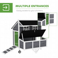 HKM-3067581 Portable Chicken Coop with Wheels - Spacious Design for 2-4 Chickens, Easy Mobility and Secure Nesting Box