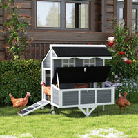 HKM-3067581 Portable Chicken Coop with Wheels - Spacious Design for 2-4 Chickens, Easy Mobility and Secure Nesting Box