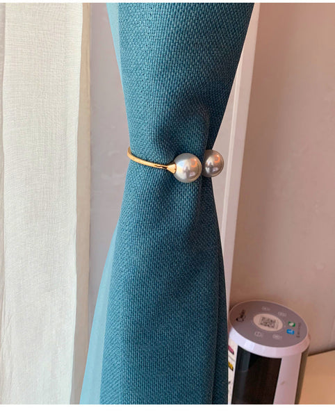 HKM-306771 Elegant Pearl Alloy Curtain Straps in Gold and Silver – Soft Decoration for Living Room and Bedroom