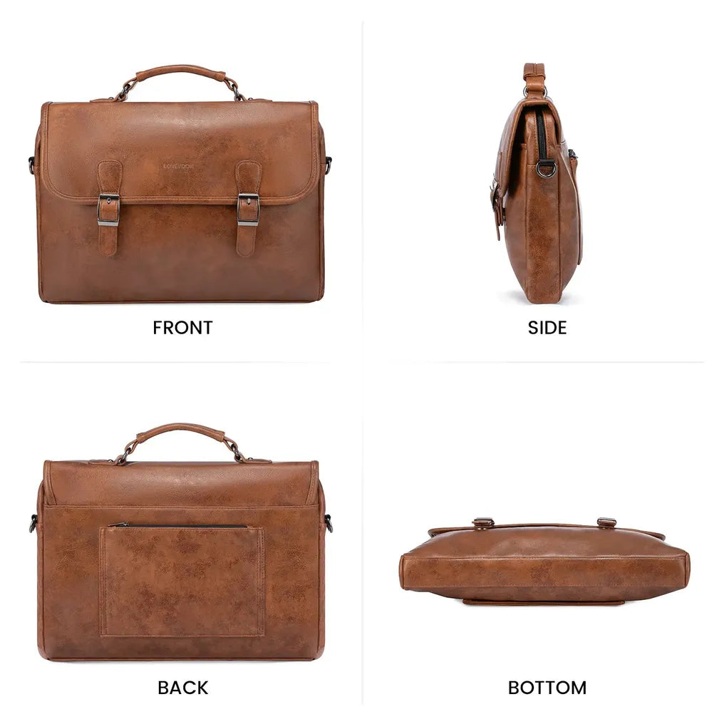 HKM-306771 Vintage Leather Messenger Bag for Women - Large Briefcase Satchel for Laptops and Daily Use