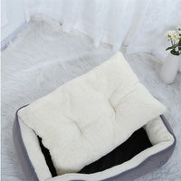 HKM-3067965 Cozy Footprint Embroidery Square Nest for Pets - Available in Coffee and Beige