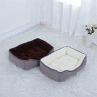 HKM-3067965 Cozy Footprint Embroidery Square Nest for Pets - Available in Coffee and Beige