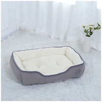 HKM-3067965 Cozy Footprint Embroidery Square Nest for Pets - Available in Coffee and Beige