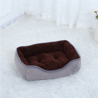 HKM-3067965 Cozy Footprint Embroidery Square Nest for Pets - Available in Coffee and Beige