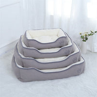 HKM-3067965 Cozy Footprint Embroidery Square Nest for Pets - Available in Coffee and Beige
