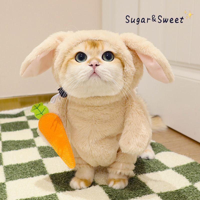 HKM-3068093 Radish Rabbit Costume with Carrot Props for Cats and Dogs