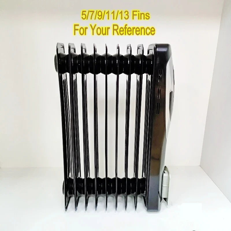 HKM-306835 7-13 Fins Oil-Filled Electric Heater with LCD Display and Remote Control – 1500/2500W Adjustable Thermostat, Overheat & Tip-Over Protection