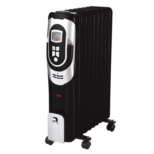 HKM-306835 7-13 Fins Oil-Filled Electric Heater with LCD Display and Remote Control – 1500/2500W Adjustable Thermostat, Overheat & Tip-Over Protection