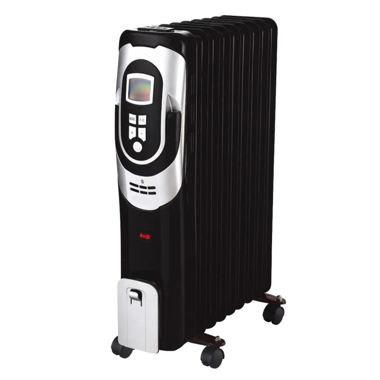 HKM-306835 7-13 Fins Oil-Filled Electric Heater with LCD Display and Remote Control – 1500/2500W Adjustable Thermostat, Overheat & Tip-Over Protection