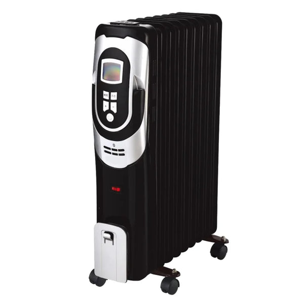 HKM-306835 7-13 Fins Oil-Filled Electric Heater with LCD Display and Remote Control – 1500/2500W Adjustable Thermostat, Overheat & Tip-Over Protection