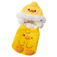 HKM-3068477 Adorable Duck Costume Set for Pets - Quilted Vest and Hat for Cats and Small Dogs, Warm Fleece Fabric