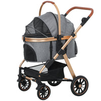 HKM-3068733 Lightweight 3-in-1 Pet Stroller for Small Dogs, Detachable Cabin, Easy-Fold Design, Gray