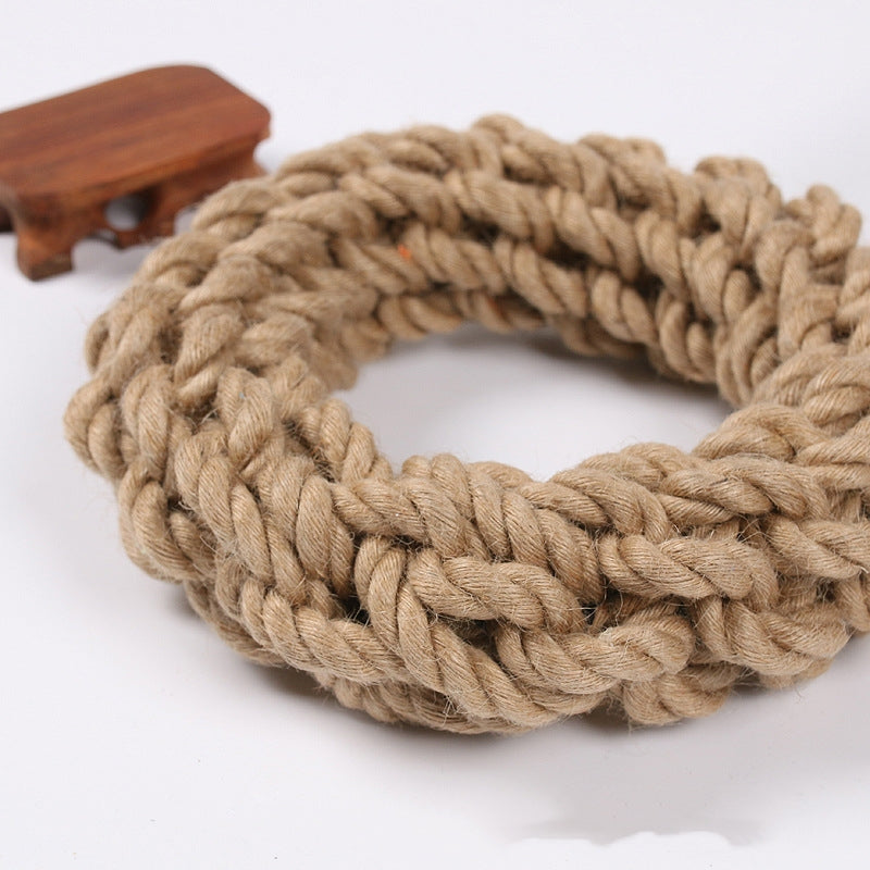 HKM-3069501 Durable Hemp Rope Ring Dog Leash for Active Pets