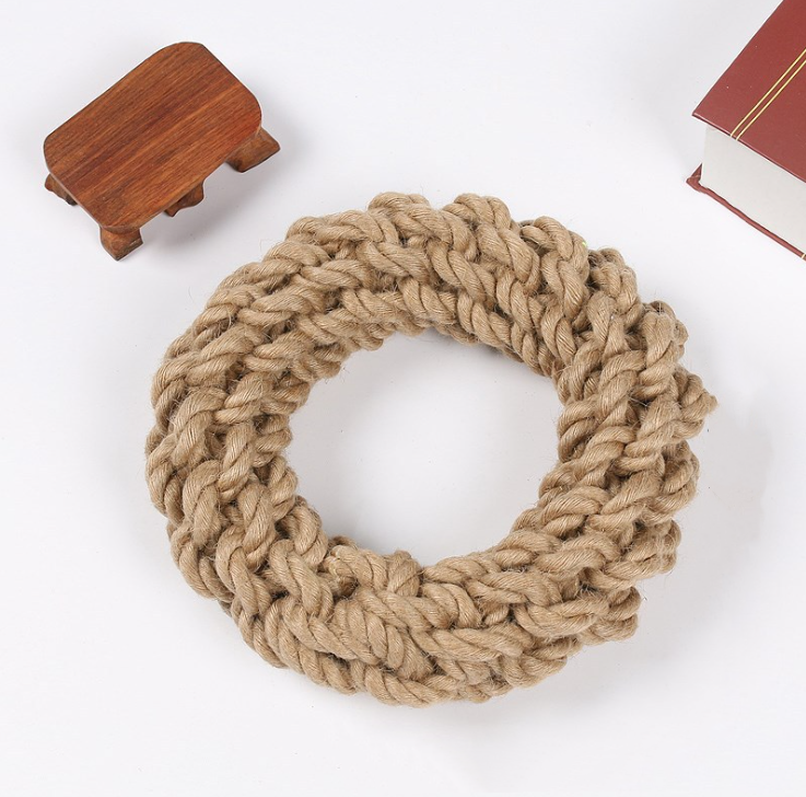 HKM-3069501 Durable Hemp Rope Ring Dog Leash for Active Pets