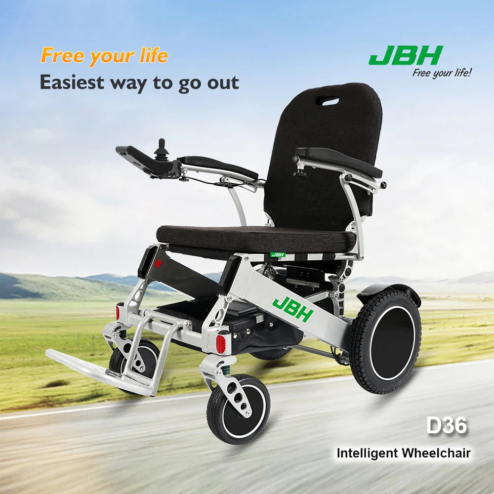 HKM-307091 Folding Electric Wheelchair, Aluminum Alloy Frame, 6 Km/h Speed, 200 kg Load Capacity, 20 km Range, Compact Design