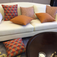 HKM-307283 Orange Three-Dimensional Geometric Pattern Pillow Cover - 45x45cm & 50x50cm Options