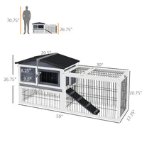 HKM-3073341 Two-Level Outdoor Rabbit Hutch with Openable Top - Dark Gray, Fir Wood Construction, Ideal for Small Animals