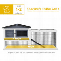 HKM-3073341 Two-Level Outdoor Rabbit Hutch with Openable Top - Dark Gray, Fir Wood Construction, Ideal for Small Animals