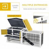 HKM-3073341 Two-Level Outdoor Rabbit Hutch with Openable Top - Dark Gray, Fir Wood Construction, Ideal for Small Animals