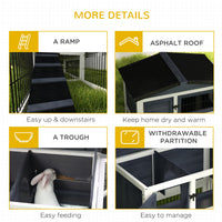 HKM-3073341 Two-Level Outdoor Rabbit Hutch with Openable Top - Dark Gray, Fir Wood Construction, Ideal for Small Animals