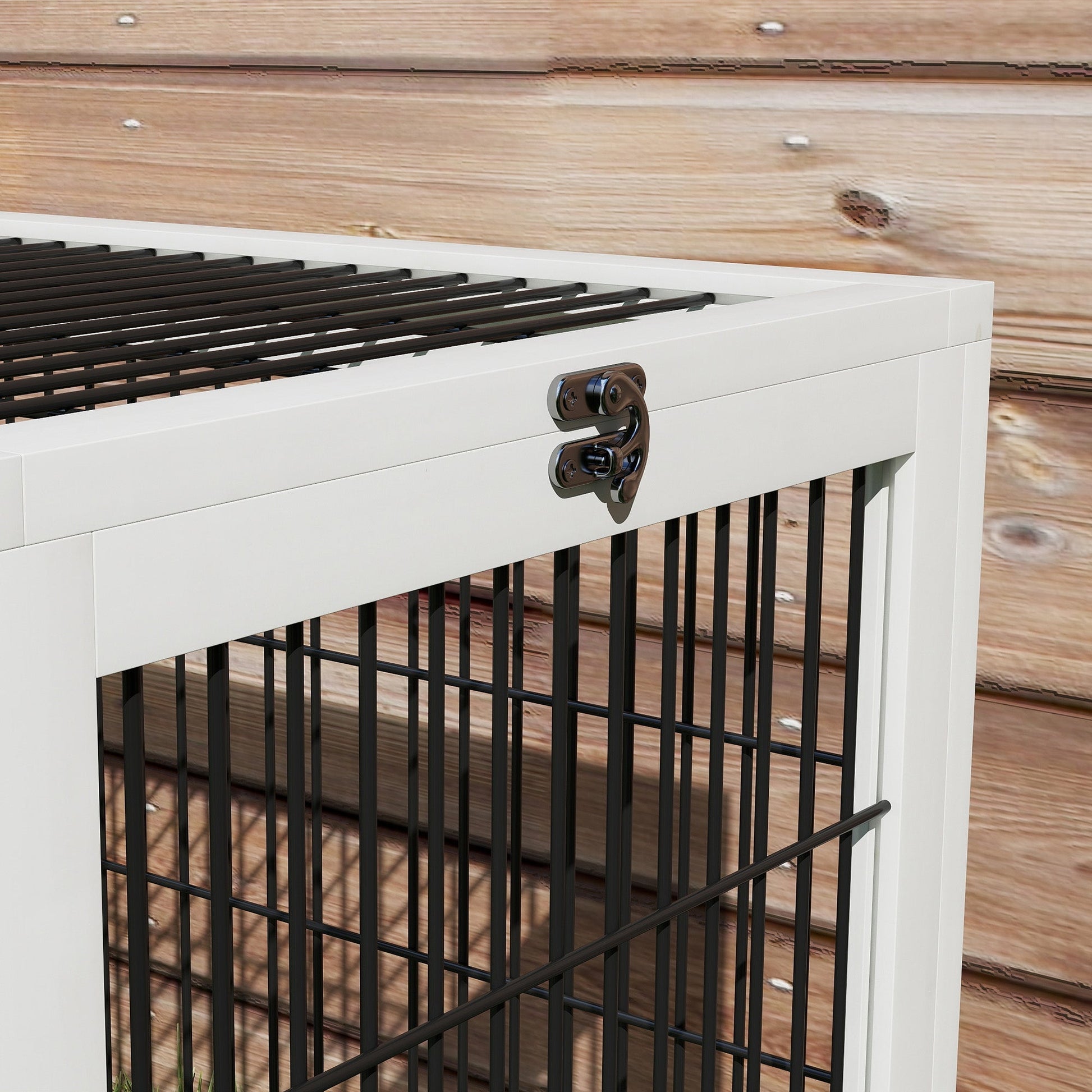 HKM-3073341 Two-Level Outdoor Rabbit Hutch with Openable Top - Dark Gray, Fir Wood Construction, Ideal for Small Animals