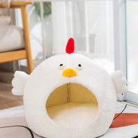 HKM-3073725 Cozy Fleece-Lined Chicken Cat House Pet Bed for Comfortable Retreat