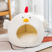 HKM-3073725 Cozy Fleece-Lined Chicken Cat House Pet Bed for Comfortable Retreat