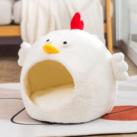 HKM-3073725 Cozy Fleece-Lined Chicken Cat House Pet Bed for Comfortable Retreat