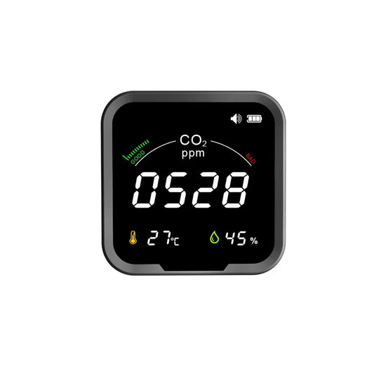 HKM-307411 NDIR CO2 Meter with Temperature and Humidity Display, Model PTH-9C, Desktop Air Quality Monitor