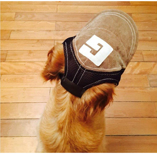 HKM-3074493 Breathable Corduroy Dog Hat with Sunscreen Protection - Brown