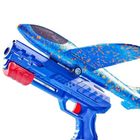 HKM-307475 Light-Up Foam Aircraft Launcher Toy - Dual Function Flying Glider for Ages 5+