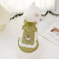 HKM-3075261 Cartoon Pet Vest for Dogs and Cats - Squirrel Waffle in White & Green, Casual Style, Acrylic Material
